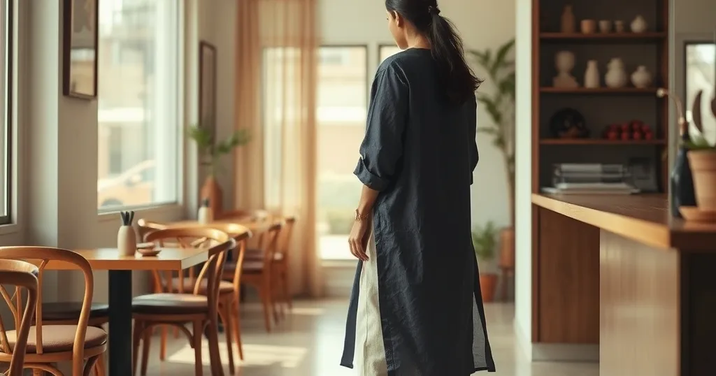 How to style a linen blend short kurta for a wedding — editorial image, VELLEE LUXE Journal