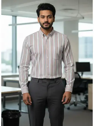 Cotton Striped Regular Fit Shirt in Multi