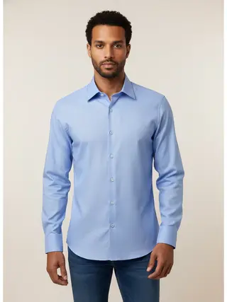 Oxford Cotton Solid Regular Fit Shirt in Blue 3