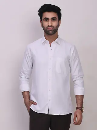 Oxford Cotton Solid Regular Fit Shirt in White