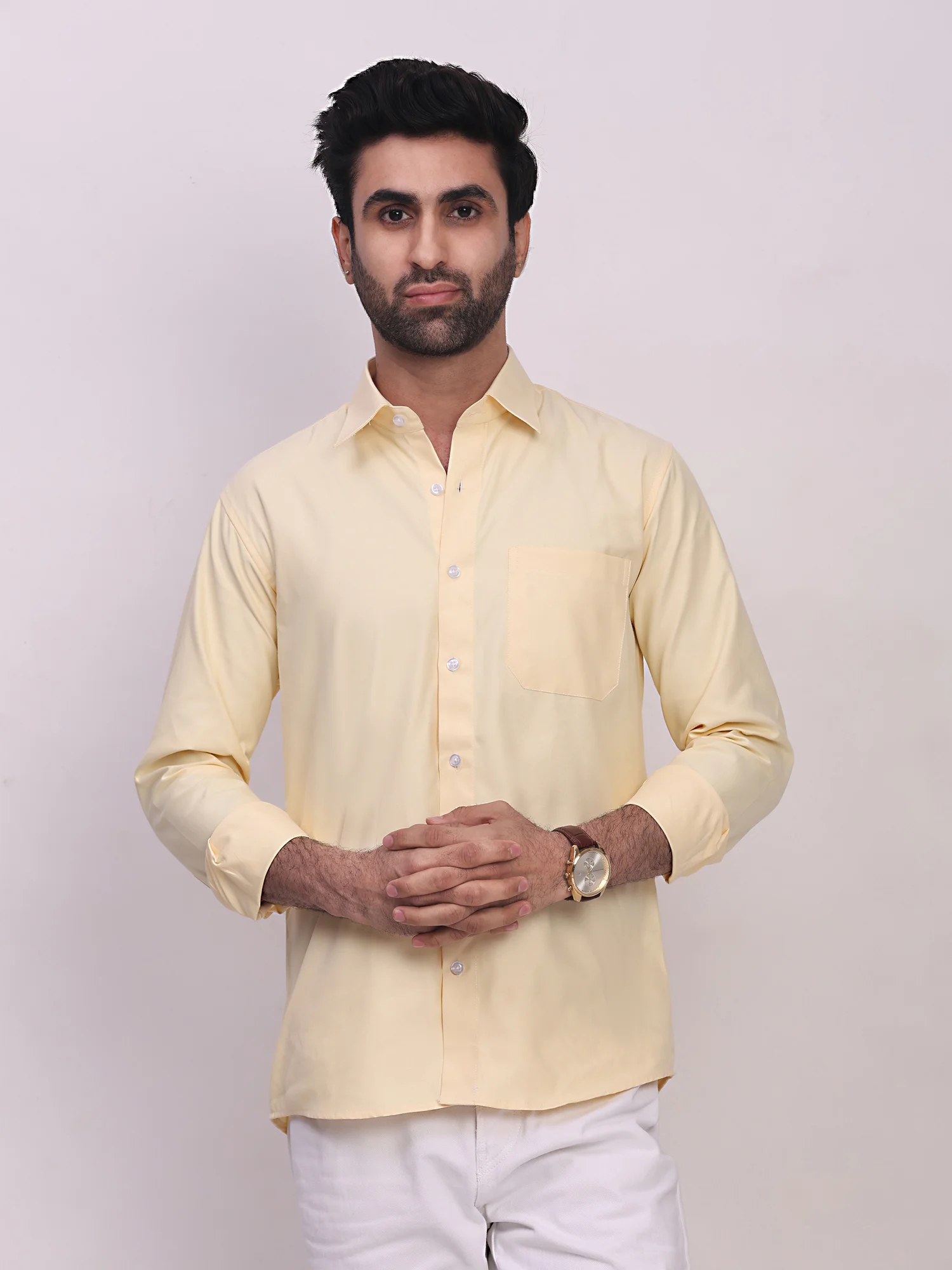Oxford Cotton Solid Regular Fit Shirt in Yellow