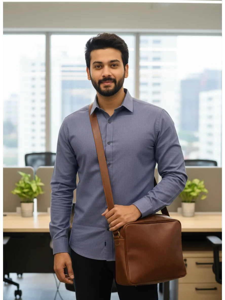 Oxford Cotton Solid Regular Fit Shirt in Blue 2
