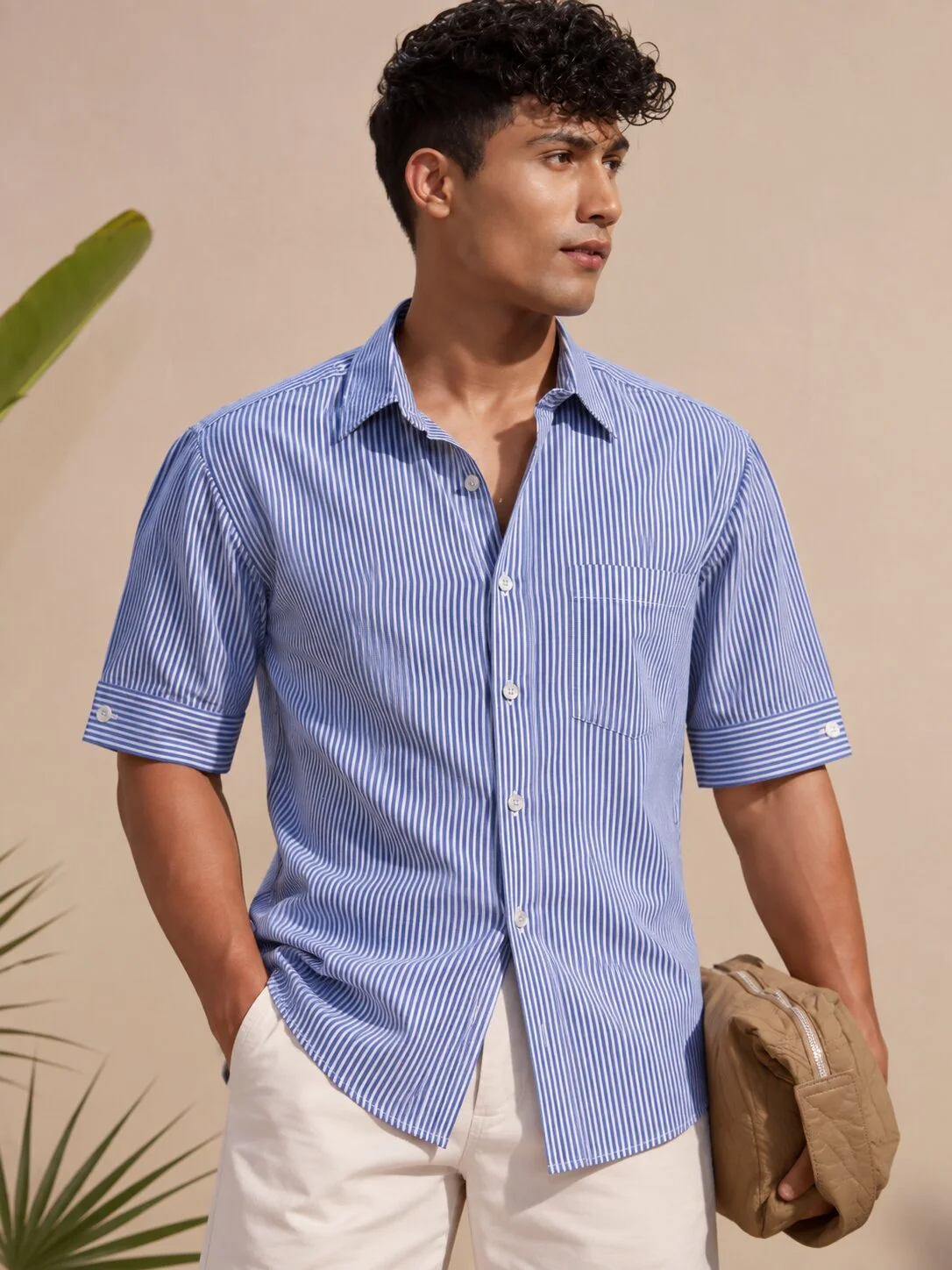 Oxford Cotton Striped Regular Fit Shirt in Blue